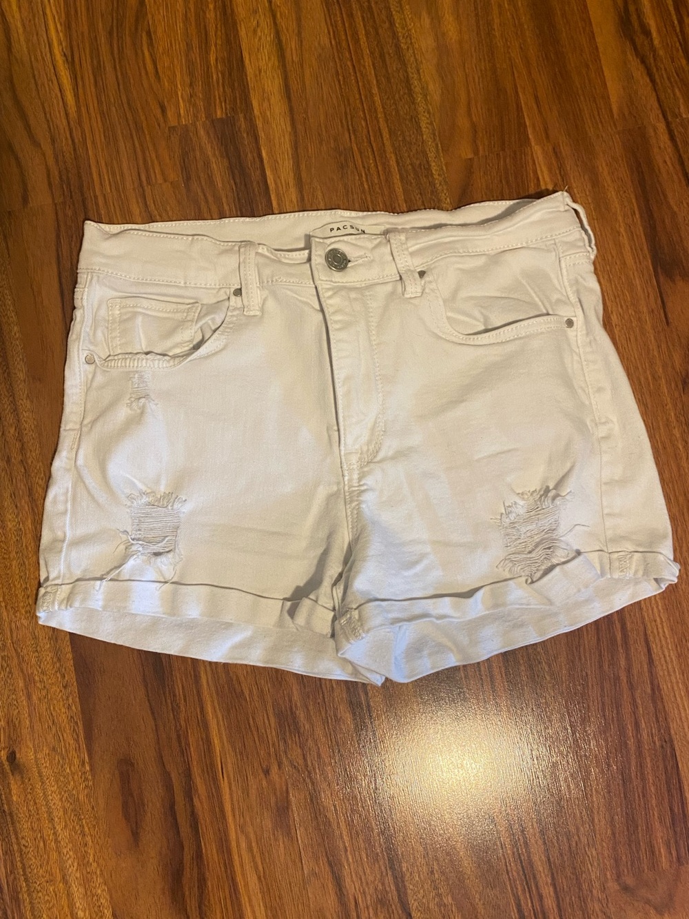PacSun White Distressed Women's Jean Shorts